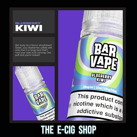 The E-Cig Shop Chesterfield Bar Vape Nicotine Salts Nic 10ml E-Liquid Blueberry Kiwi