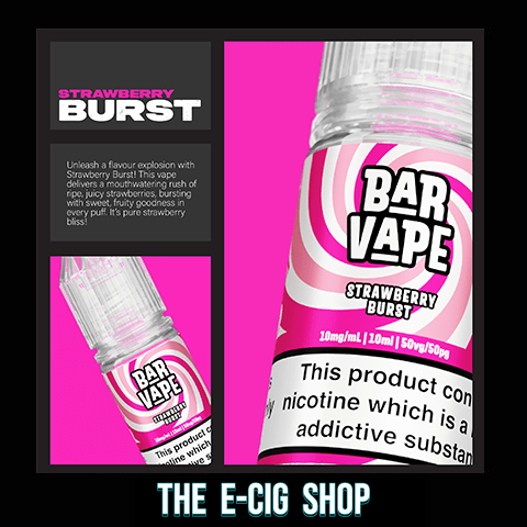 The E-Cig Shop Chesterfield Bar Vape Nicotine Salts Nic 10ml E-Liquid Strawberry Burst